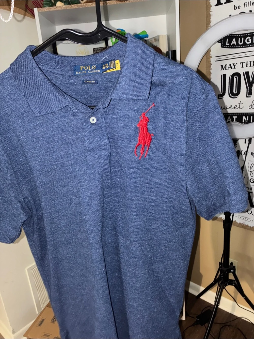 Polo by Ralph Lauren Navy Heather Polo with Red Pony Logo